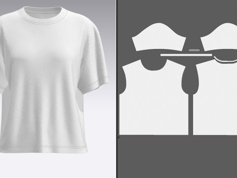 Women Half Sleeve Loose Fit T-Shirt 3D मॉडल