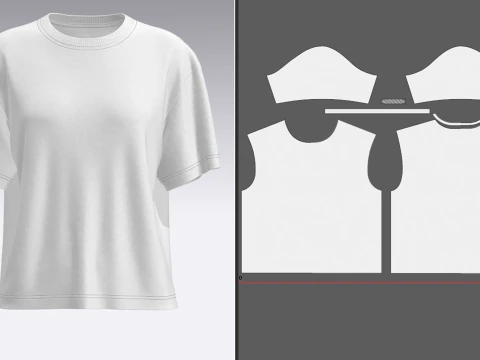 T-shirt ampia da donna a mezza manica Modello 3D