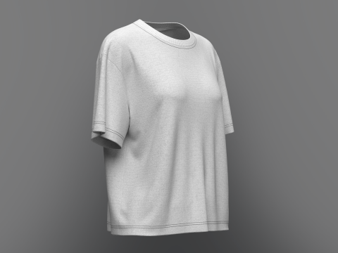 Women Half Sleeve Loose Fit T-Shirt 3D मॉडल