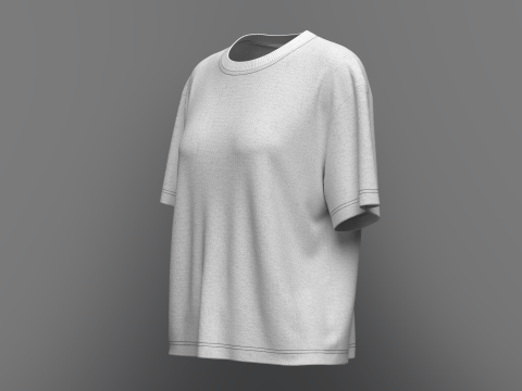 Women Half Sleeve Loose Fit T-Shirt 3D मॉडल