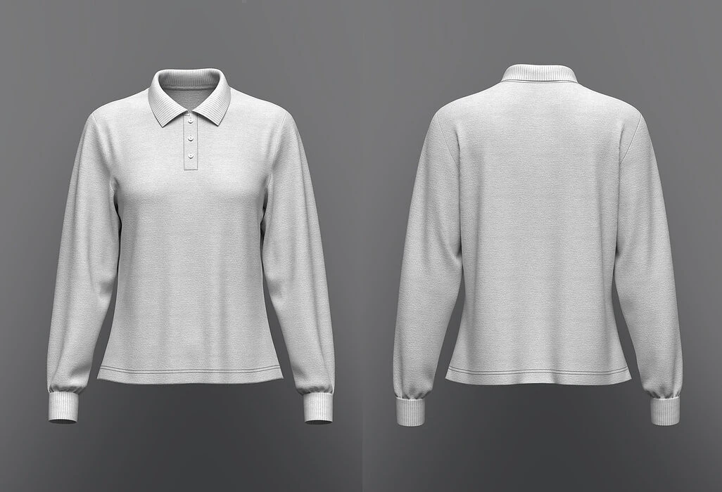 Women Regular Fit Long Sleeve Polo T-Shirt 3D Model .c4d .max .obj .3ds .fbx .stl .blend 