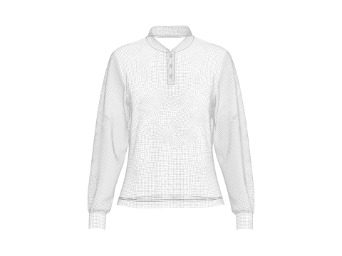 Women Regular Fit Long Sleeve Polo T-Shirt 3D Model