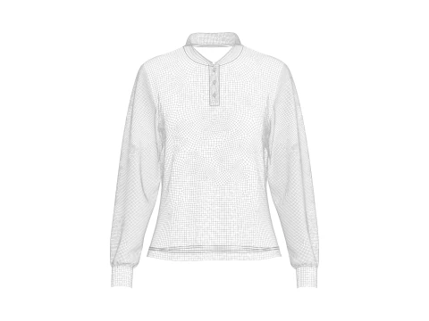 Women Regular Fit Long Sleeve Polo T-Shirt 3D Model