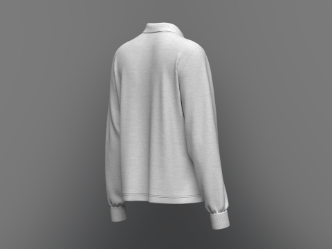 Women Regular Fit Long Sleeve Polo T-Shirt 3D Model