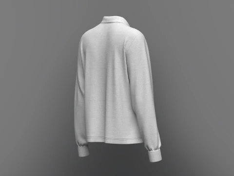Women Regular Fit Long Sleeve Polo T-Shirt 3D Model