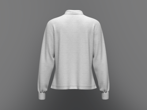 Women Regular Fit Long Sleeve Polo T-Shirt 3D Model