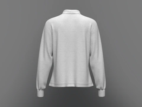 Women Regular Fit Long Sleeve Polo T-Shirt 3D Model