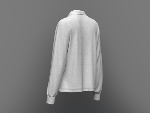 Women Regular Fit Long Sleeve Polo T-Shirt 3D Model