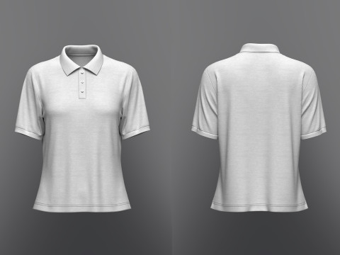 Women Regular Fit Half Sleeve Polo T-Shirt 3D 模型