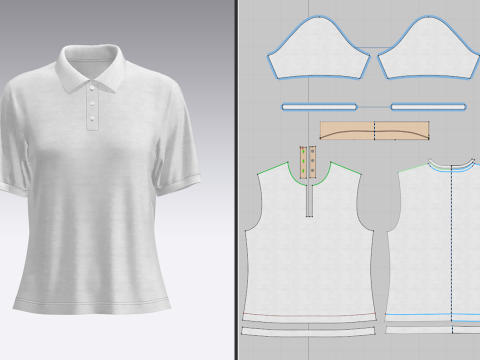 Women Regular Fit Half Sleeve Polo T-Shirt 3D Model