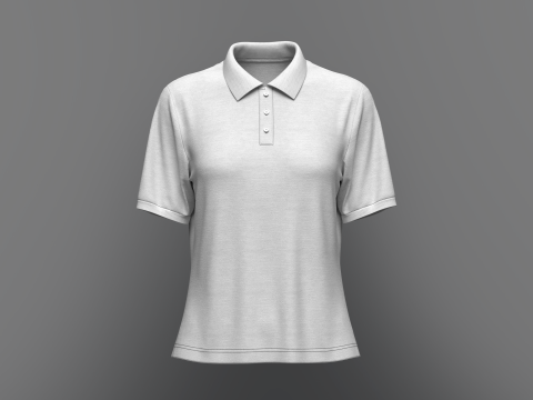Women Regular Fit Half Sleeve Polo T-Shirt 3D Model