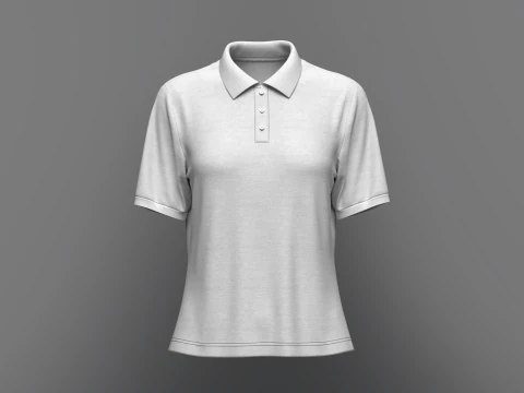 Women Regular Fit Half Sleeve Polo T-Shirt 3D Model