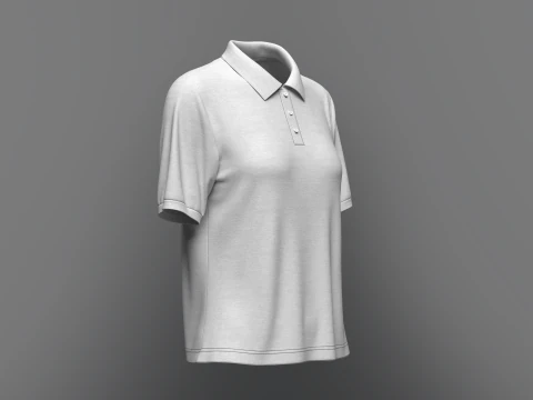 Women Regular Fit Half Sleeve Polo T-Shirt 3D Model