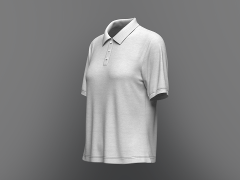 Women Regular Fit Half Sleeve Polo T-Shirt 3D Model