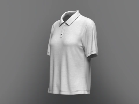 Women Regular Fit Half Sleeve Polo T-Shirt 3D Model