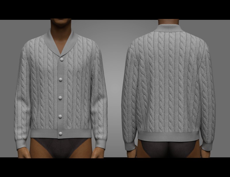 Men Sweaters Cardigans 3D Модель .c4d .max .obj .3ds .fbx .stl .blend