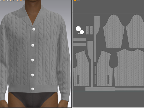 Men Sweaters Cardigans 3D Модель