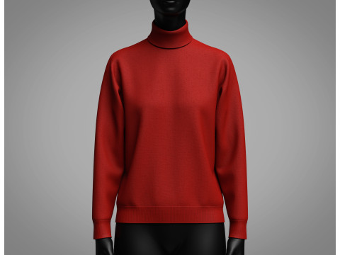 Female High Neck Sweater 3D 模型