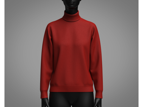 Female High Neck Sweater 3D Model
