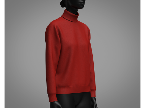 Female High Neck Sweater 3D Model