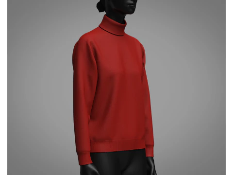 Female High Neck Sweater 3D Model