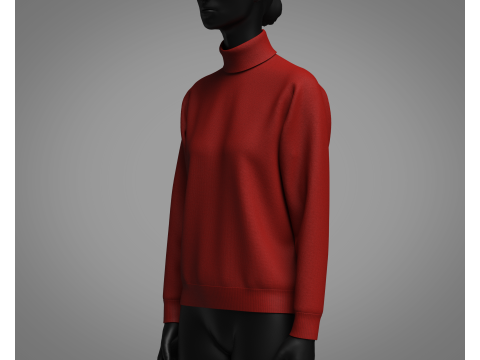 Female High Neck Sweater 3D Model