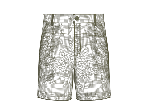 Male Double Pleated Cuffed Shorts Modello 3D