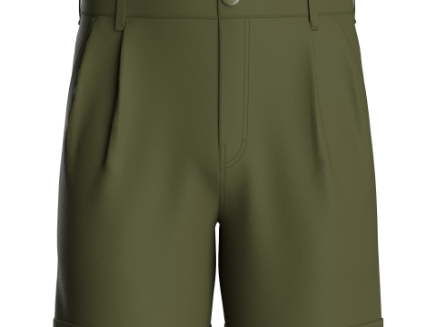 Male Double Pleated Cuffed Shorts Modello 3D