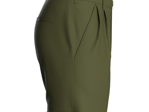 Male Double Pleated Cuffed Shorts Modello 3D