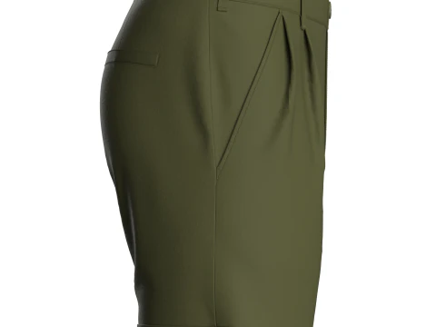 Male Double Pleated Cuffed Shorts 3D Model