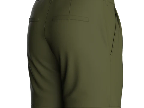 Male Double Pleated Cuffed Shorts 3D Model