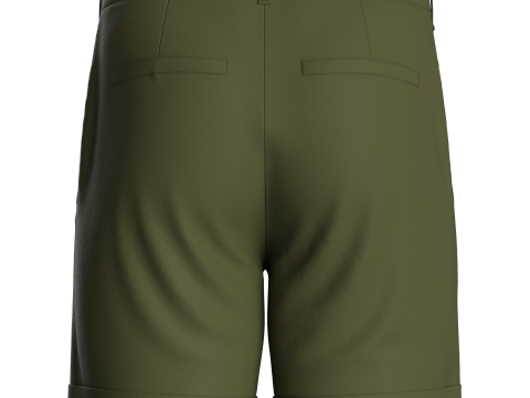 Male Double Pleated Cuffed Shorts Modello 3D