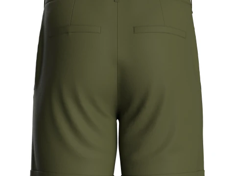 Male Double Pleated Cuffed Shorts 3D Model