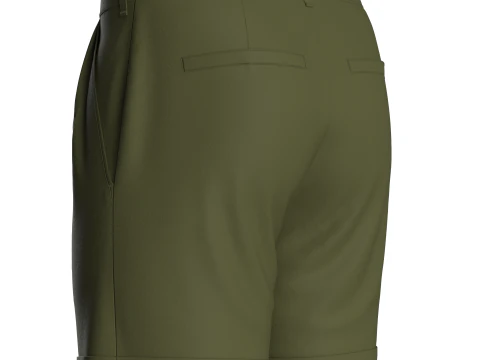 Male Double Pleated Cuffed Shorts 3D Model