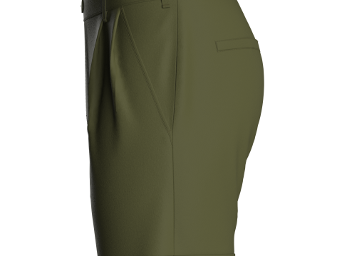Male Double Pleated Cuffed Shorts Modello 3D