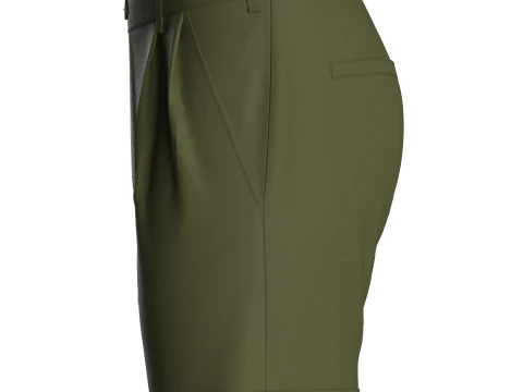 Male Double Pleated Cuffed Shorts 3D Model