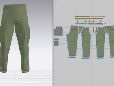 Cal&ccedil;a Cargo Masculina Modelo 3D