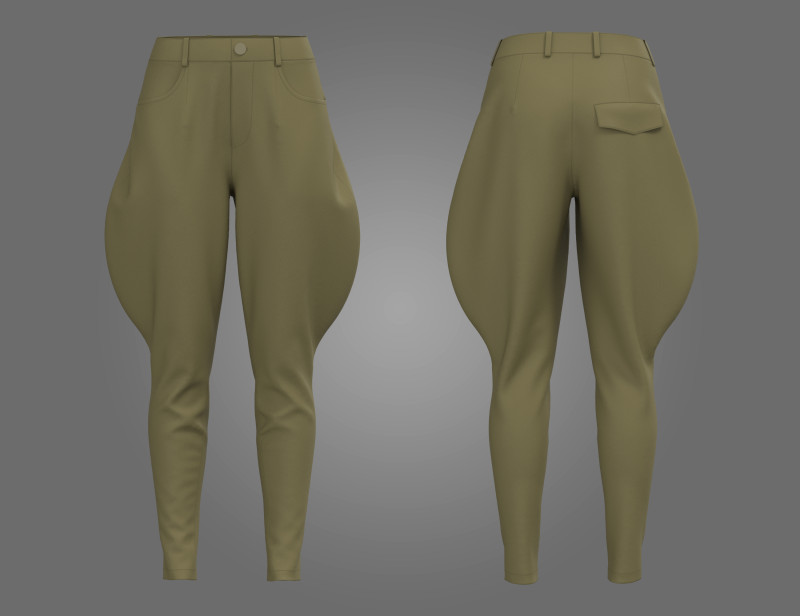 Female Breeches Pant Model 3D .c4d .max .obj .3ds .fbx .stl .blend