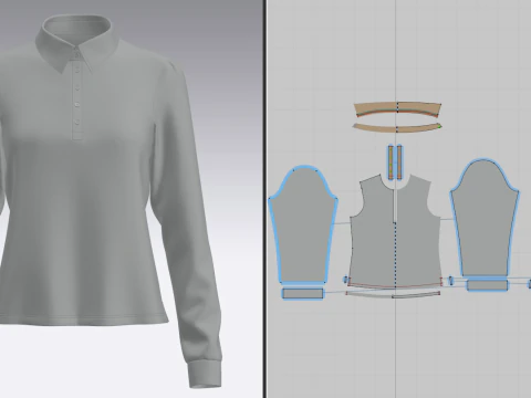 Female Rugby Shirt 3D Model