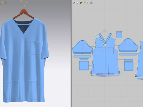 Medical Scrubs on Hanger 3D Model