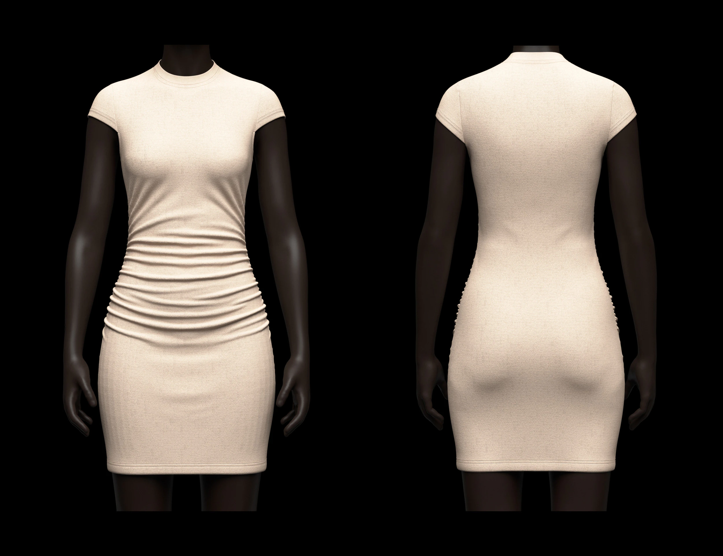 Opção de mini vestido franzido com manga curta Modelo 3D .c4d .max .obj .3ds .fbx .stl .blend