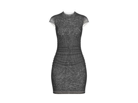 Cap Sleeve Ruched Mini Dress Option Model 3D