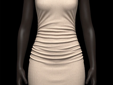 Op&ccedil;&atilde;o de mini vestido franzido com manga curta Modelo 3D