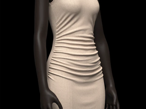 Op&ccedil;&atilde;o de mini vestido franzido com manga curta Modelo 3D