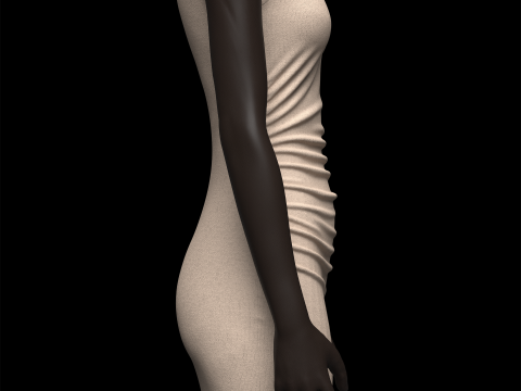 Cap Sleeve Ruched Mini Dress Option Model 3D