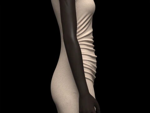 Op&ccedil;&atilde;o de mini vestido franzido com manga curta Modelo 3D