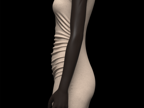 Cap Sleeve Ruched Mini Dress Option Model 3D