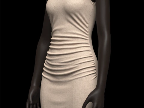 Op&ccedil;&atilde;o de mini vestido franzido com manga curta Modelo 3D