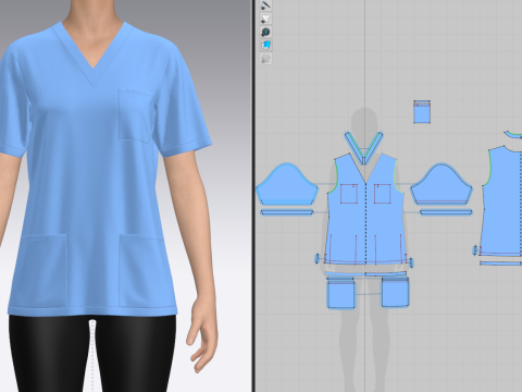 Female Medical Scrubs Model 3D