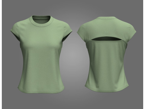 Female Cap Sleeve T-shirt 3D 模型